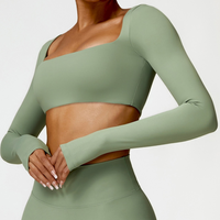 Long Sleeve Stylish Brushed Fabric Top - Green