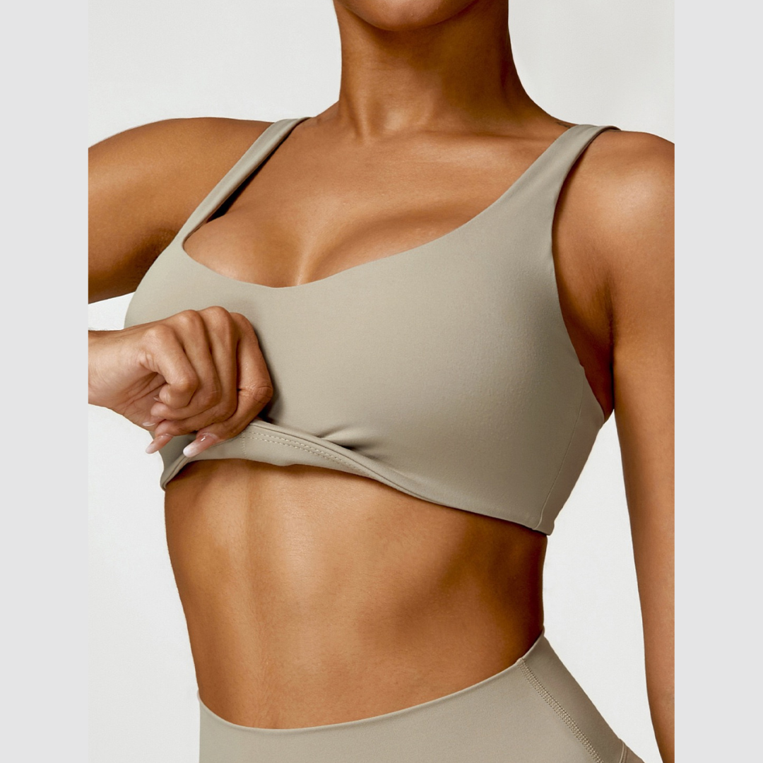 V-Top Design Stylish Comfy Crop Top - Cement