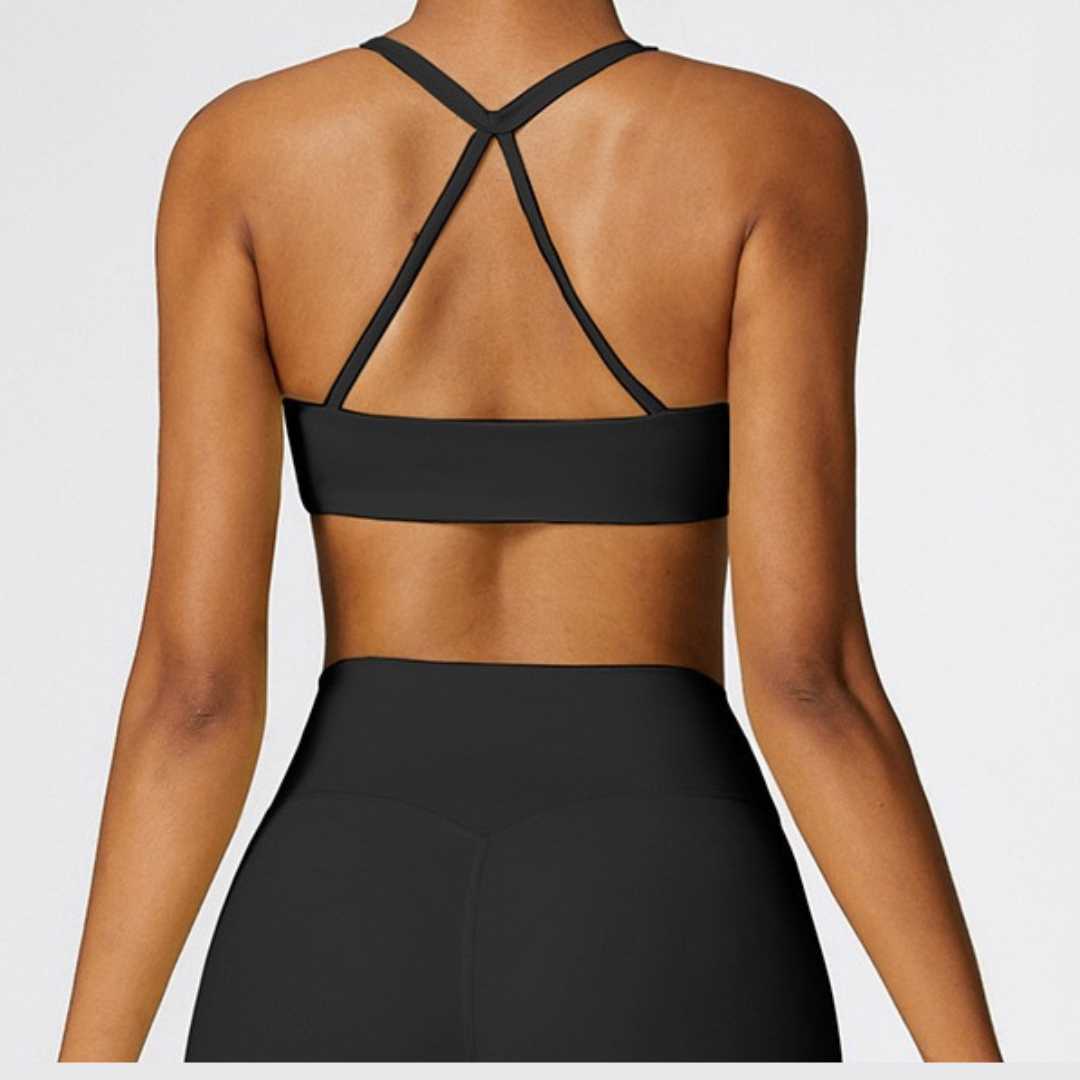 Cross Back Stylish Premium Quality Crop Top - Black