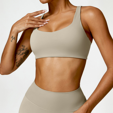 V-Top Design Stylish Comfy Crop Top - Cement