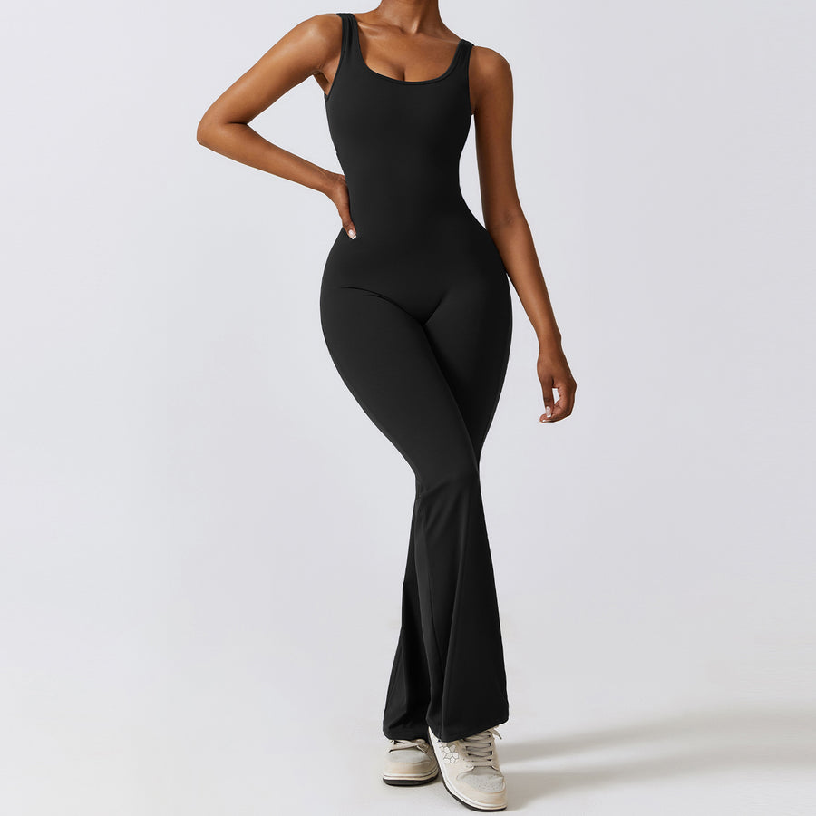 Sexy Stylish Bell Bottom Jumpsuit - Black