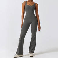 Sexy Stylish Bell Bottom Jumpsuit - Coal Grey