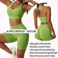 Vivid Line Short Set - Apple Green