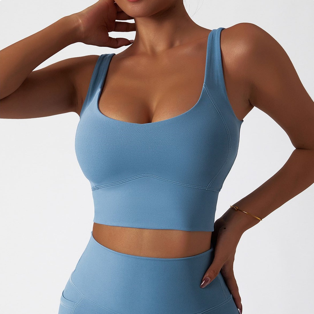 Classic Style Premium Crop Top - Grey Blue