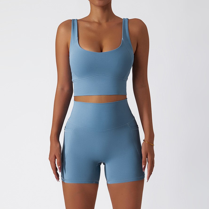 Summer Classic Style Short Set - Grey Blue