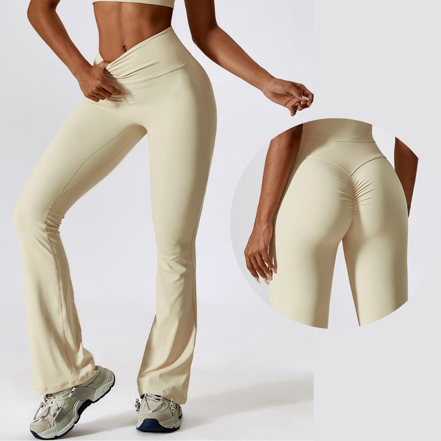 Fabulous Scrunch Flared Legging - Cream White