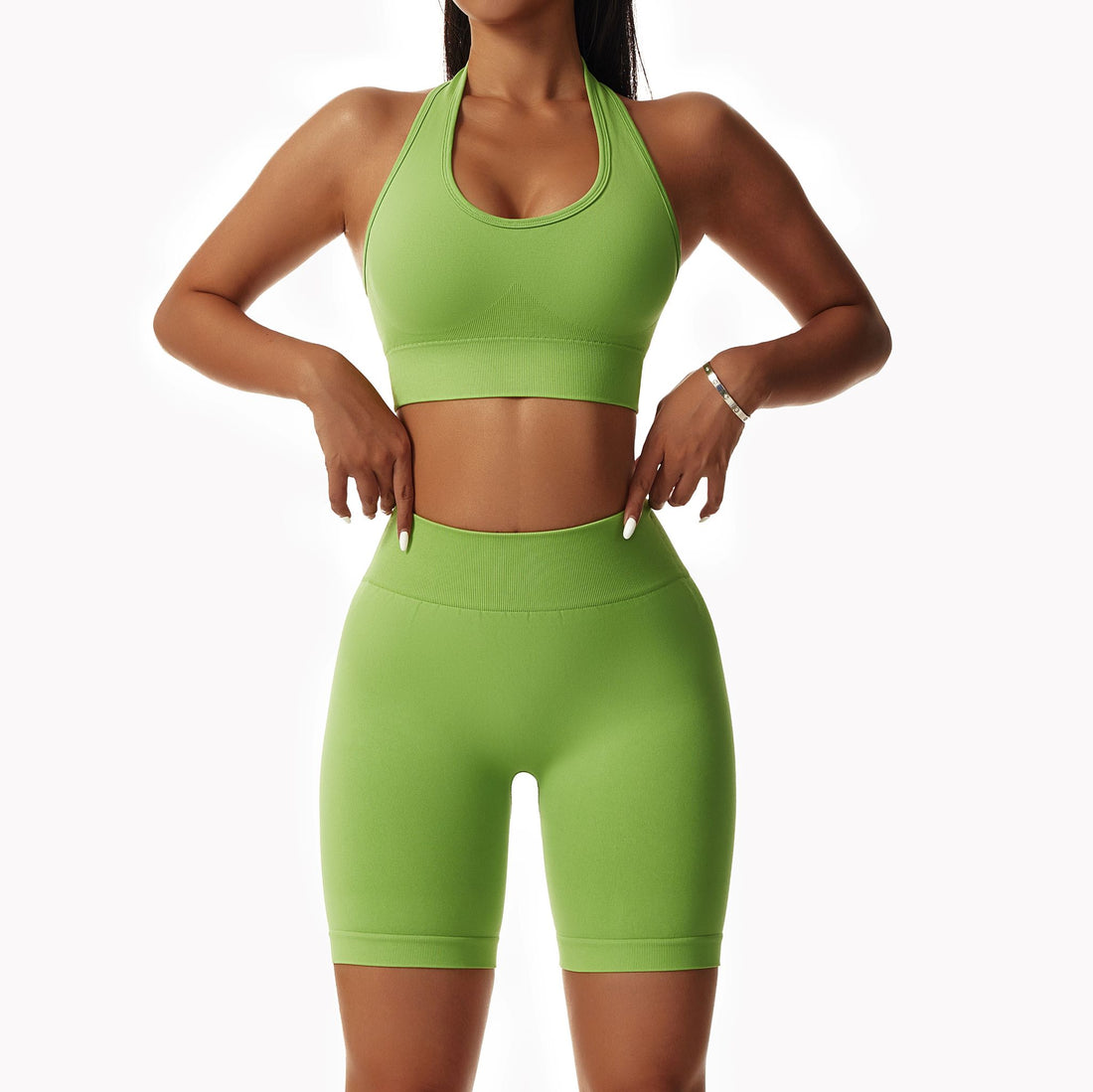 Vivid Line Short Set - Apple Green