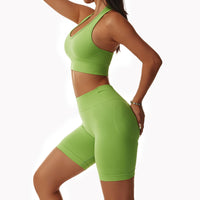 Vivid Line Short Set - Apple Green