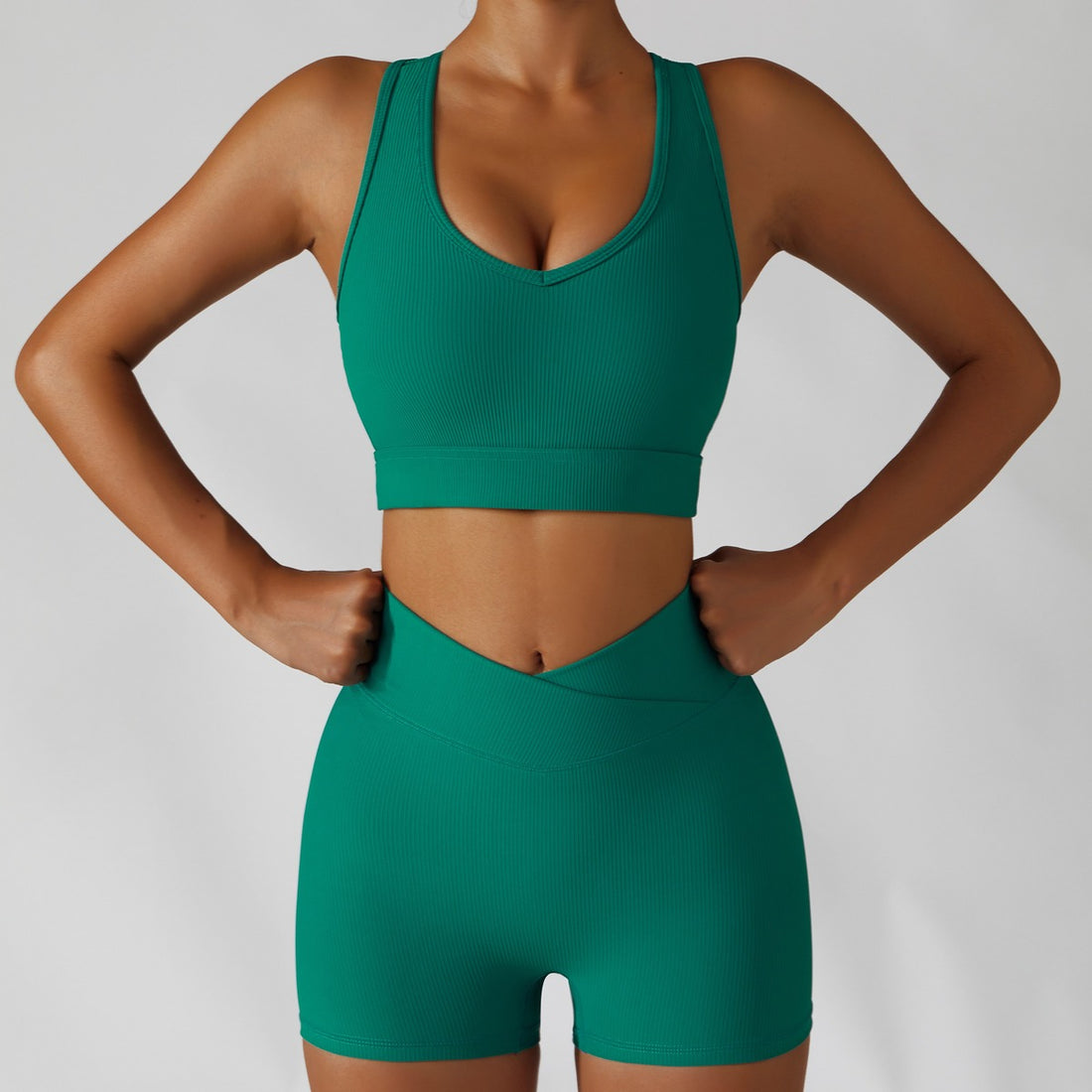 Forest Green Short Set - V Line