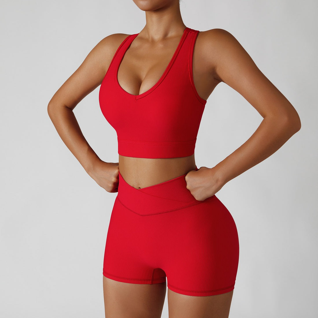 Passion Red Short Set - V Line