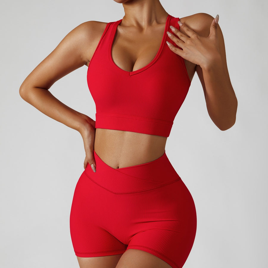 Passion Red Short Set - V Line