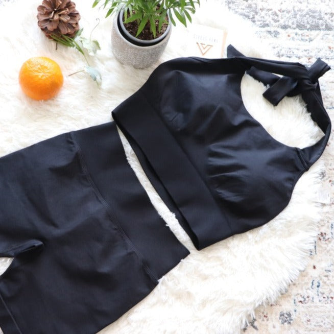 Classic Black Short Set - Strappy Line