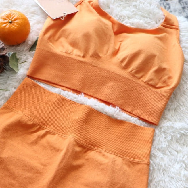 Orange Short Set - Strappy Line