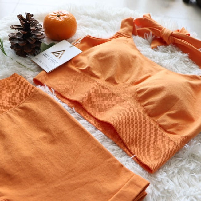 Orange Short Set - Strappy Line