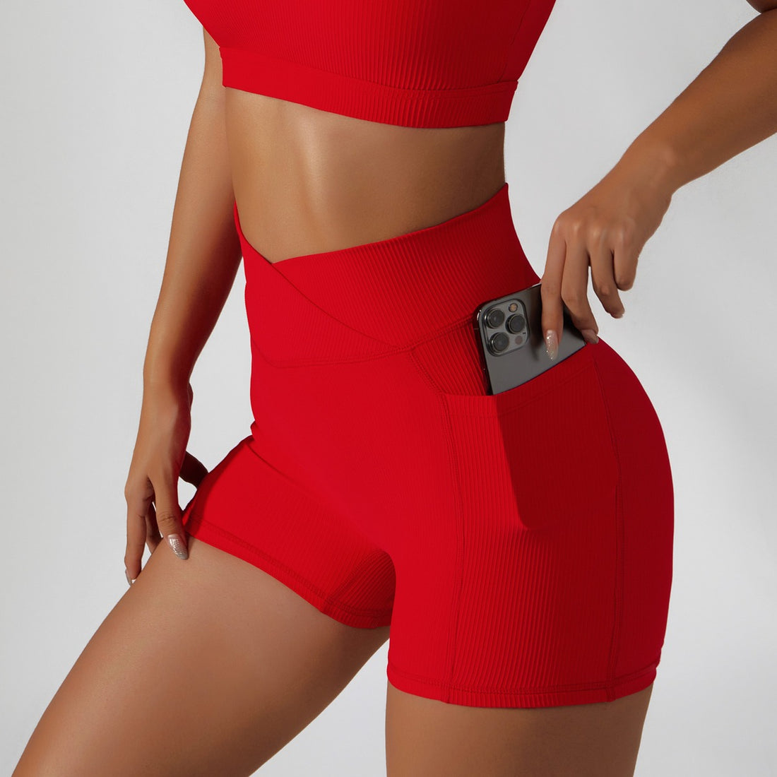 Passion Red Short Set - V Line